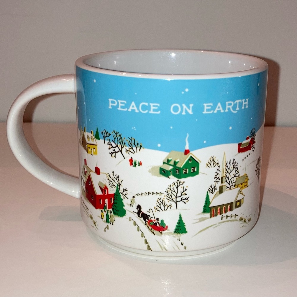 NIB Cavallini & Co Whimsical Blue and White Christmas Winter Retro Vintage Mug - Picture 4 of 15